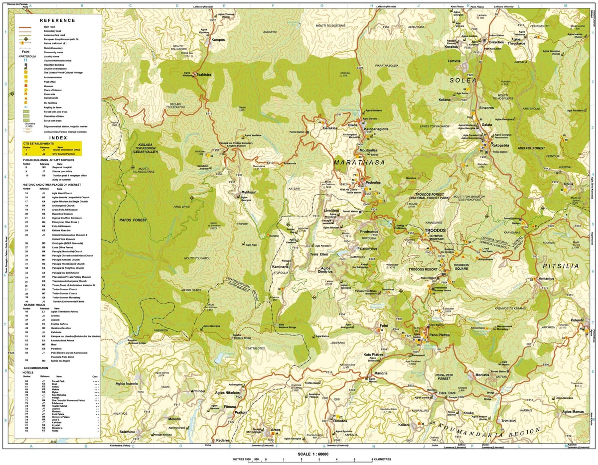 แผนที่ของ troodos ภูเขาไซปรัส name