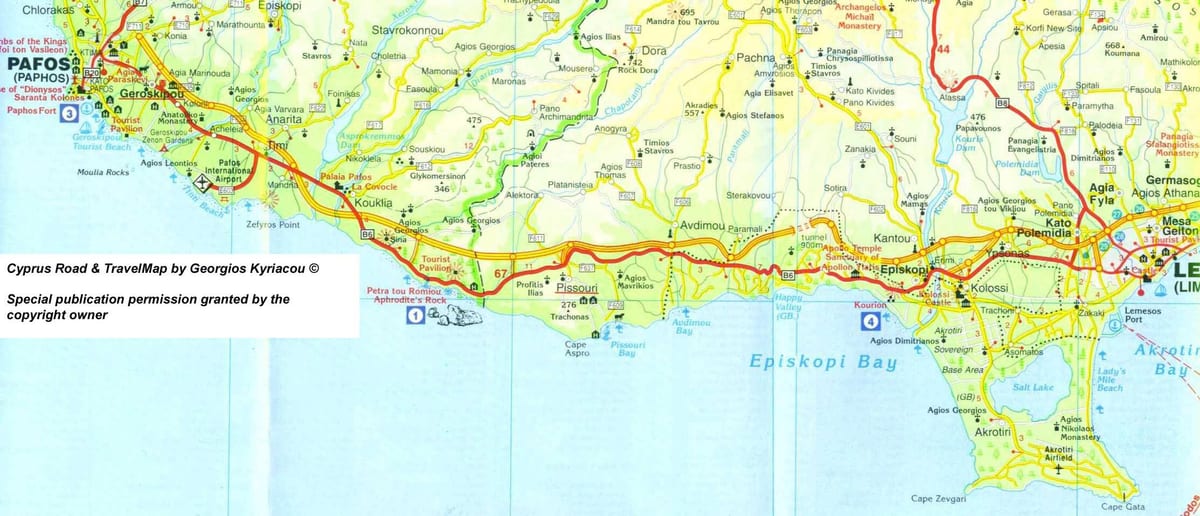 แผนที่ของ pissouri ชายหาดไซปรัส name 