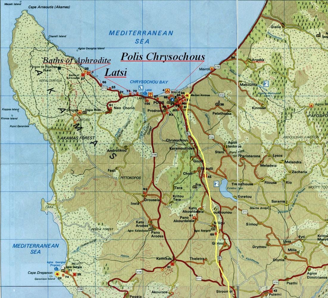 แผนที่ของ polis พื้นที่ไซปรัส name