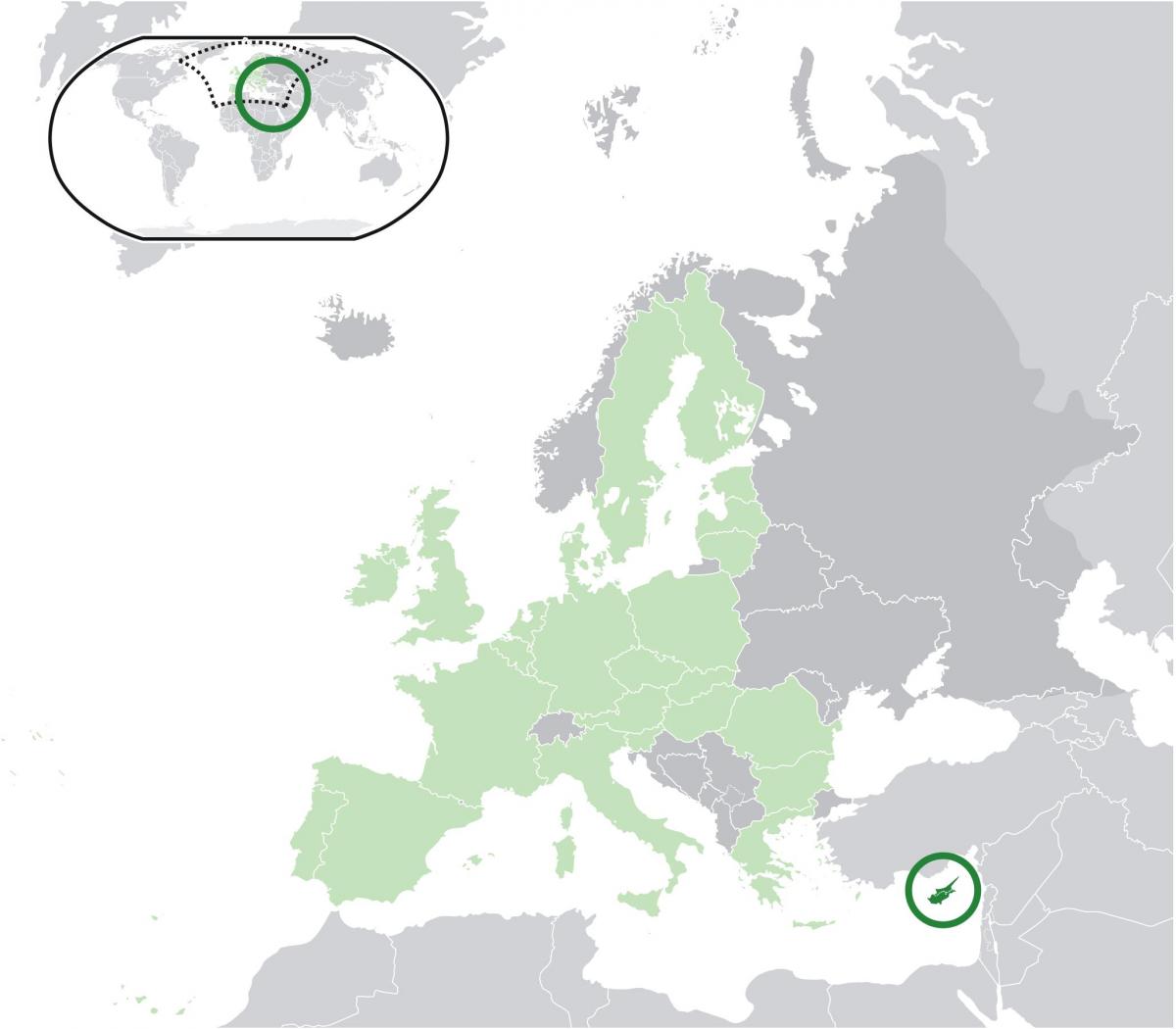 แผนที่ของยุโรปแสดงไซปรัส name